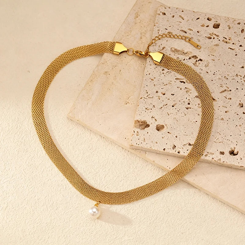 EILIECK 316L Stainless Steel Chains Necklace Choker For Women Trendy Gold Color Collar Neck Chain Waterproof Jewelry Lady Gift