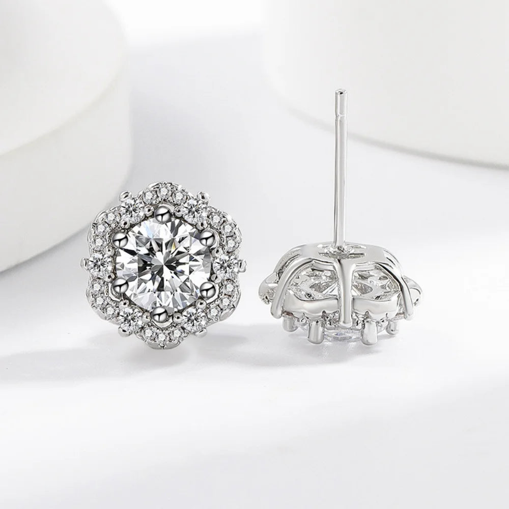925 Sterling Silver Jewelry Set Round Zircon Necklace Earrings Ring Women Fashion Simple Birthday Wedding Party Jewelry Gift