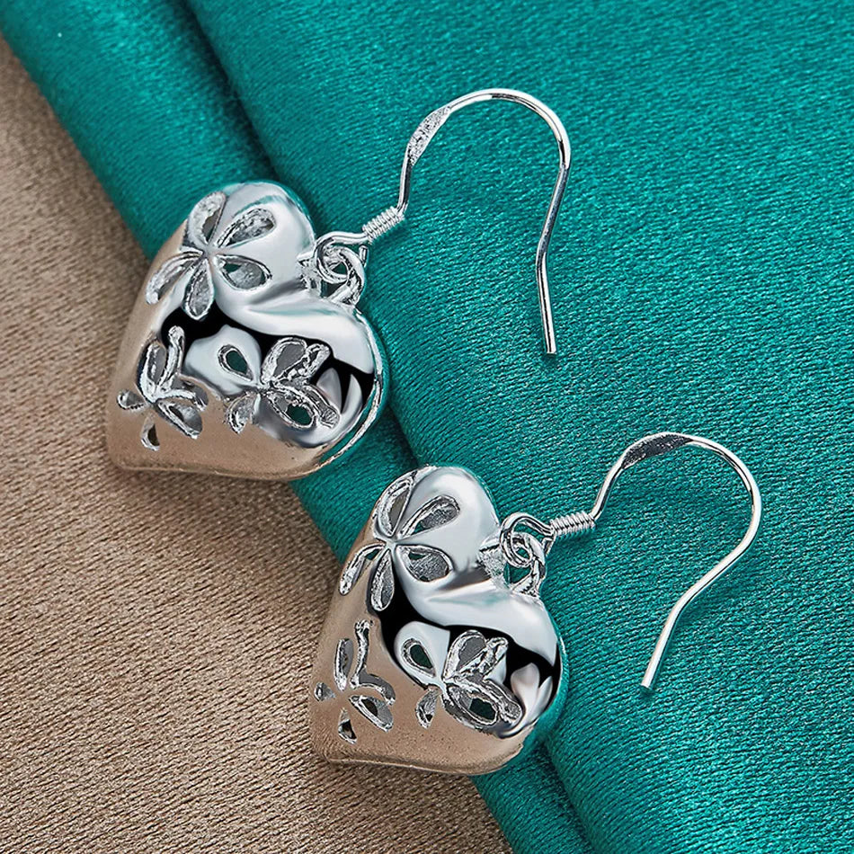 URMYLADY 925 Sterling Silver Heart Earrings For Women Wedding Party Fashion Charm Jewelry