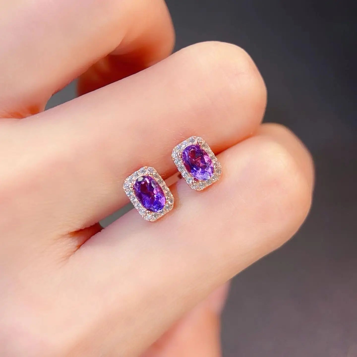 Natural Amethyst 925 Silver Earrings with Certificate 4x6mm Genuine Amethyst Earrings Fashion Daily Commute Jewelry for Women