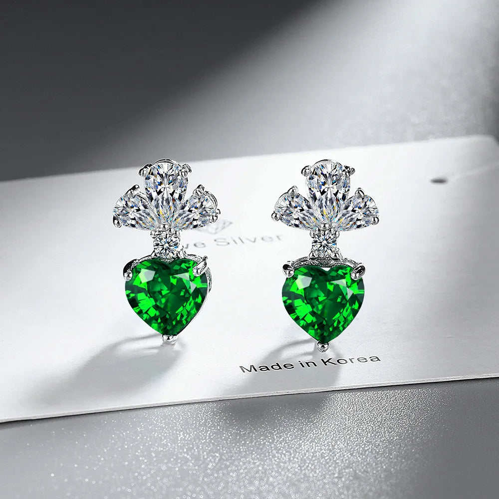 925 Sterling Silver Earrings High quality Heart sparkle 5A Zircon for Women Fashion Jewelry Wedding Engagement Party Gifts