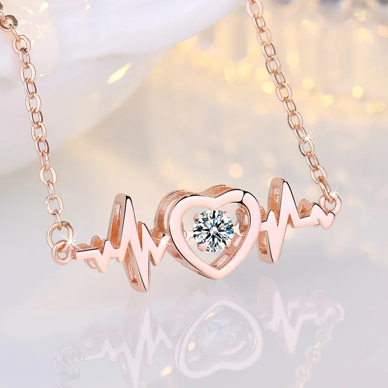 925 Sterling Silver Necklace Pendant Romance Heart Zircon High Quality For Woman Fashion Wedding Engagement Jewelry Gift