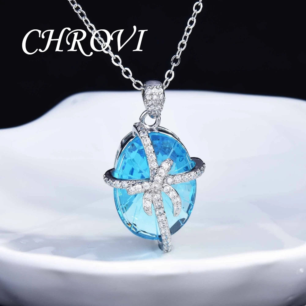 Luxury 925 sterling silver bow-shaped open ring. Exquisite candy-style aquamarine necklace with precious stones.