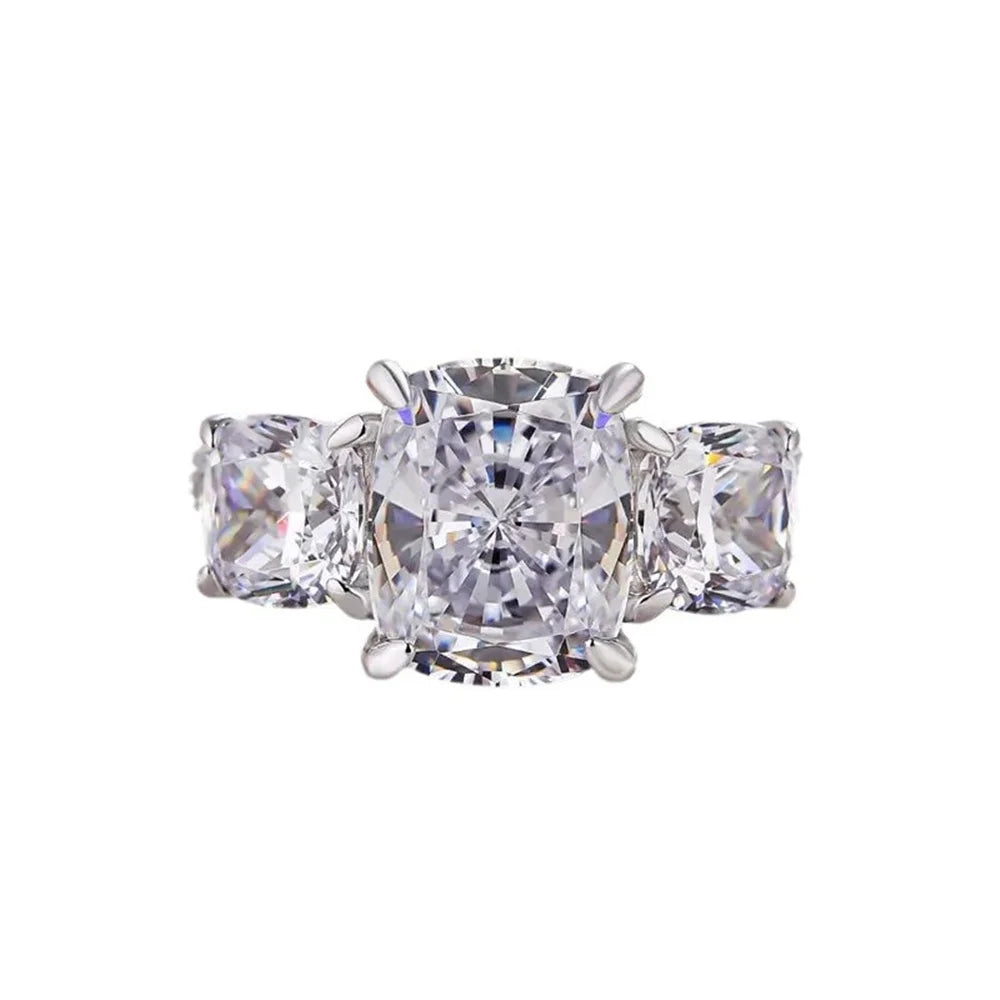 Luxury Female White Zircon Stone Silver Color Wedding Jewelry Promise Love Engagement Rings For Women