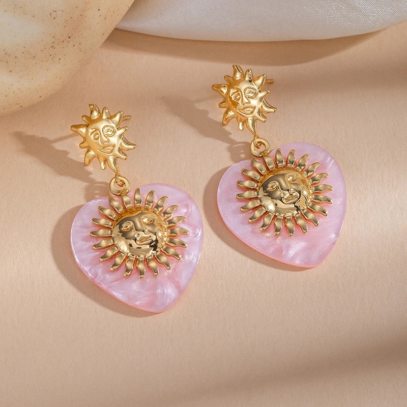 ANENJERY 316L Stainless Double Layer Steel Sun Flower Stud Earrings For Women Fashion French Vintage Luxury Niche Jewelry Gift