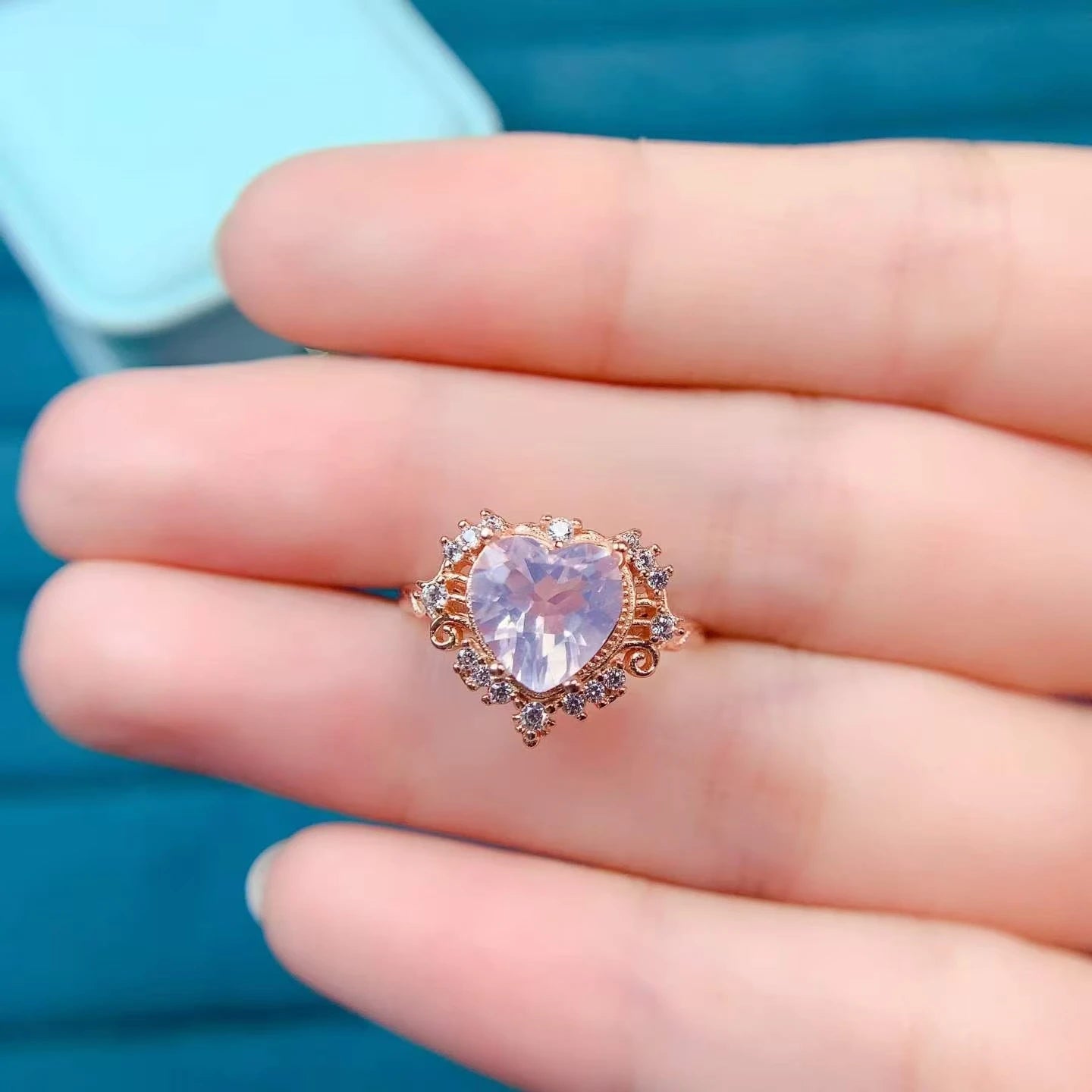 Real 925 Silver Amethyst Ring 8mm 2ct 100% Natural Amethyst Jewelry with Certificate 18K Gold Plated Crystal Jewelry