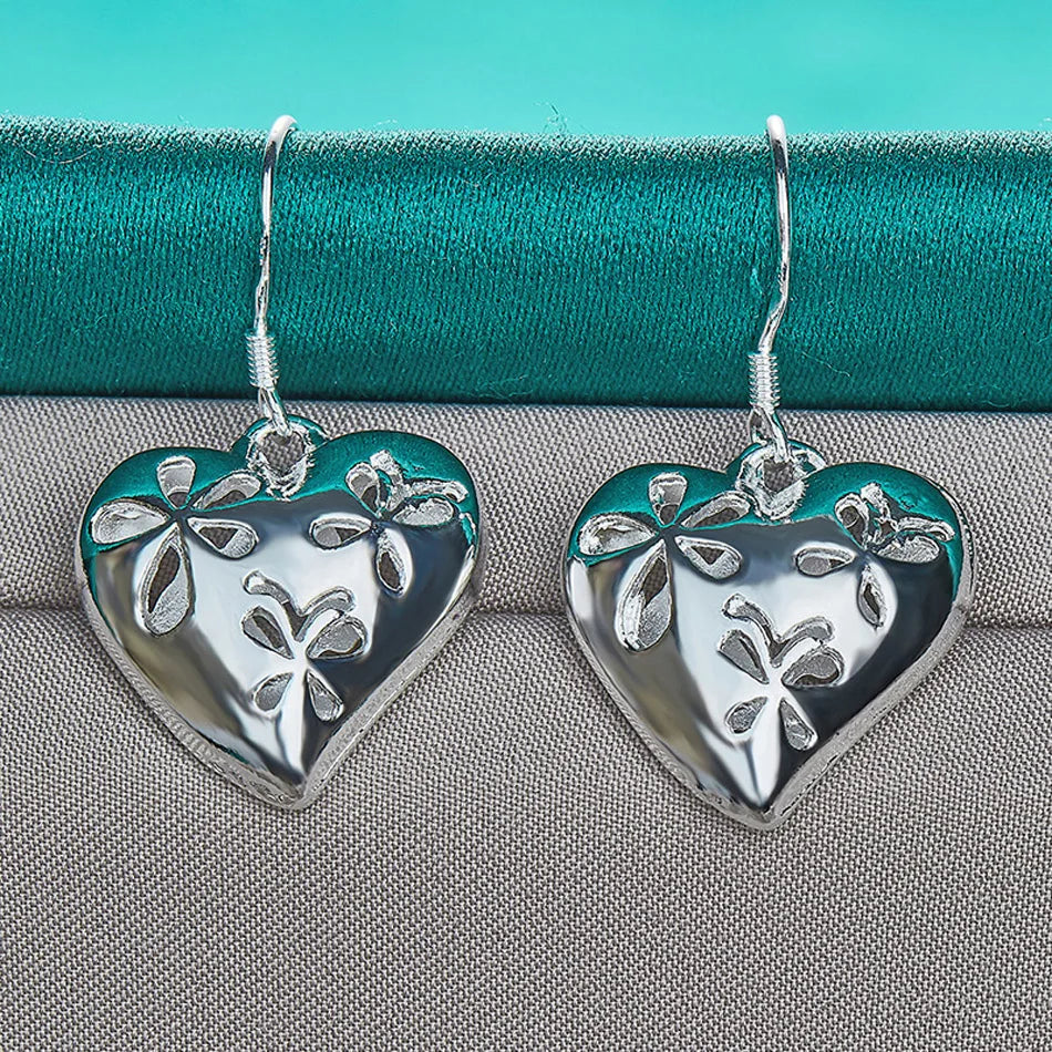 URMYLADY 925 Sterling Silver Heart Earrings For Women Wedding Party Fashion Charm Jewelry