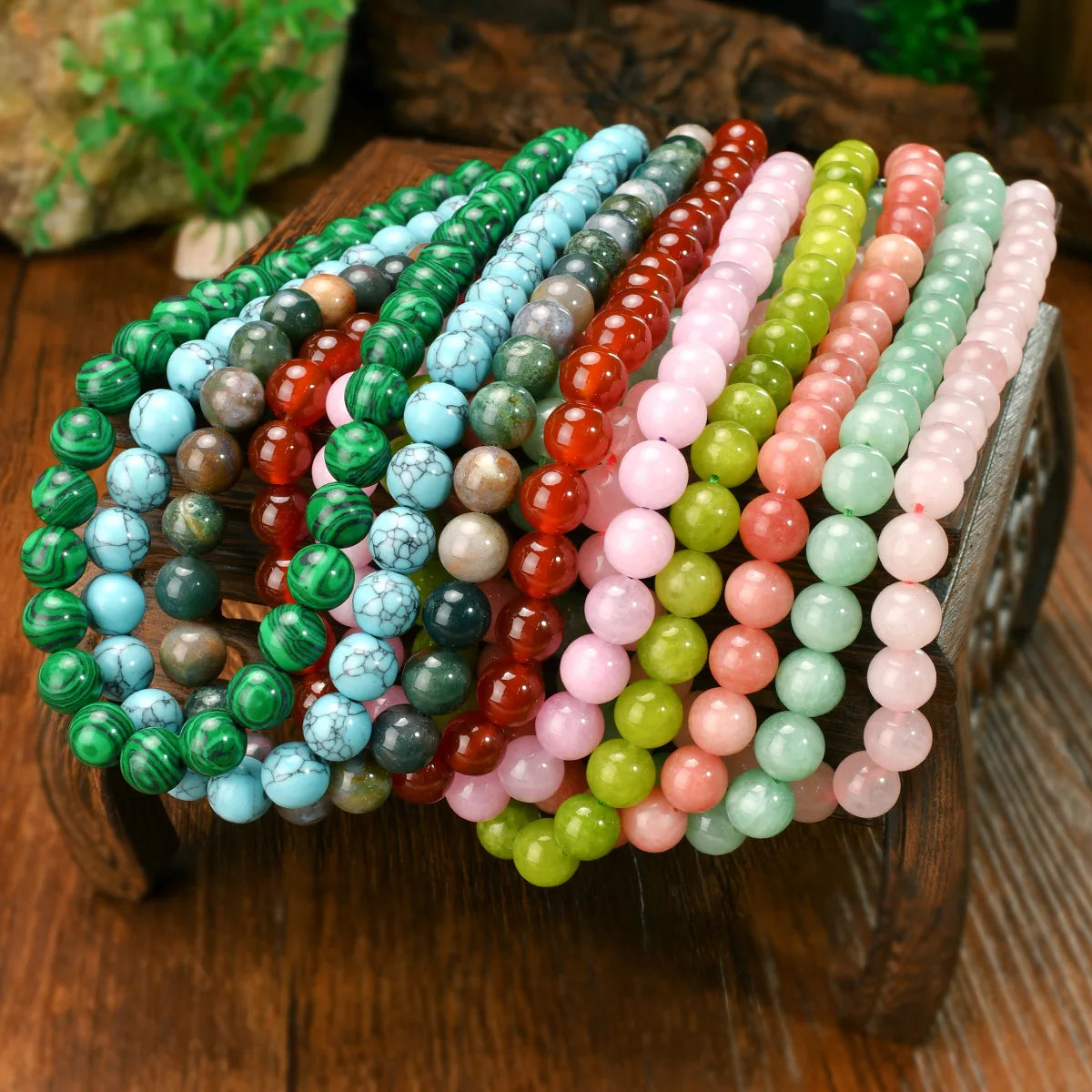Summer Bohemia Colorful Natural Stone 10mm Bead Necklace Handmade Glass Beading Collar Choker for Women Girls Trend Jewelry Gift