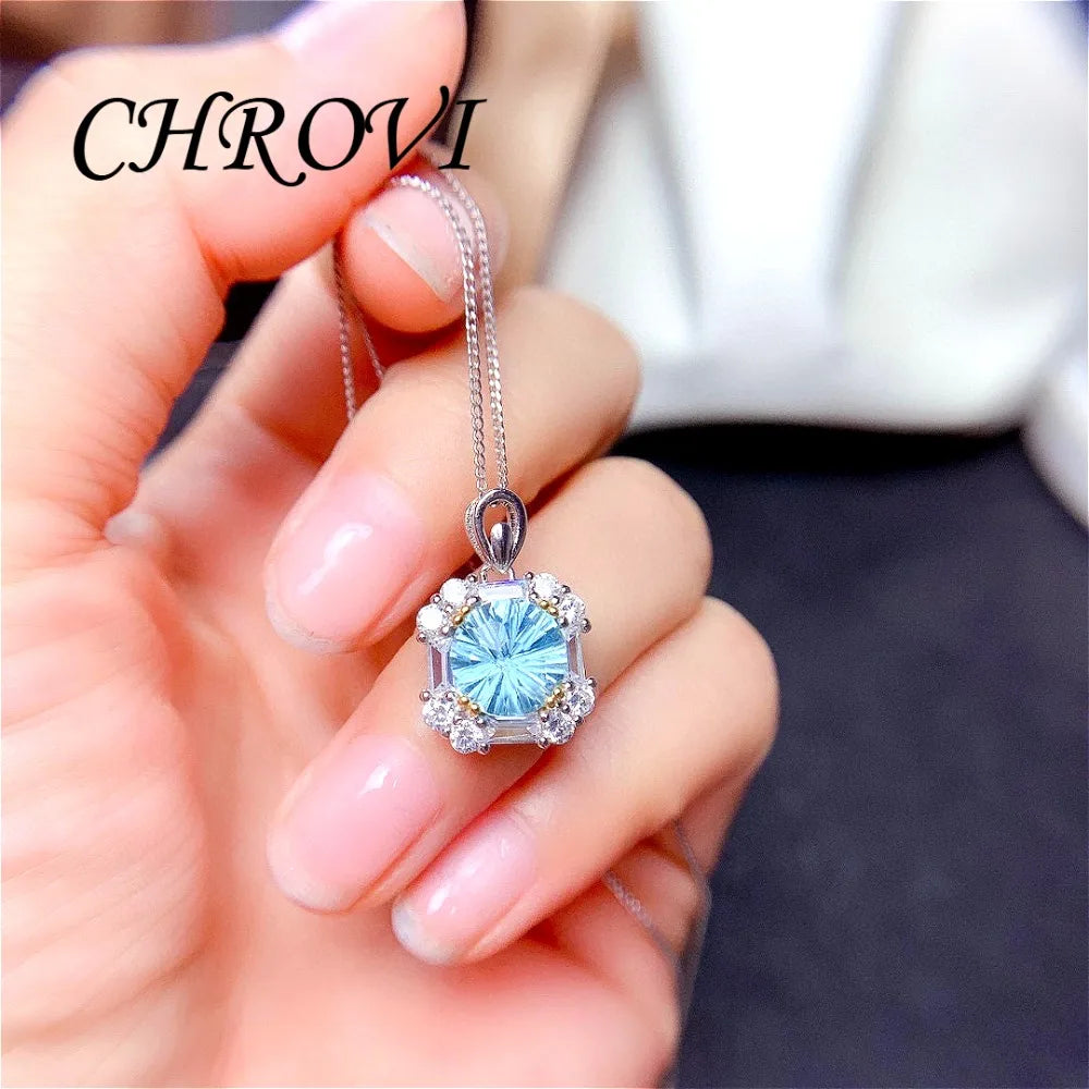 Light luxury 925 sterling silver popular diamond ring blue topaz ring pendant earring set， jewelry for women