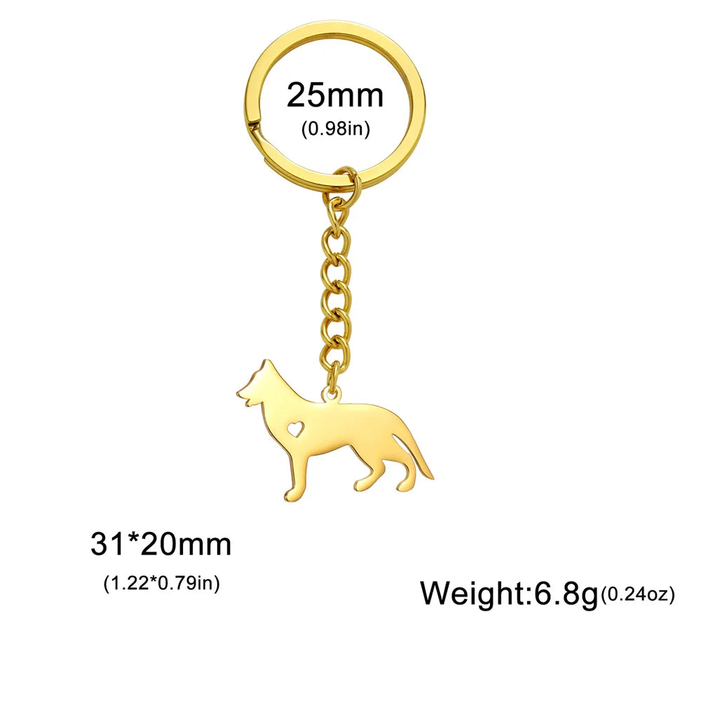 Cute Dog Samoye Keychain for Women Men Stainless Steel Dachshund Puppy Animal Lovers Key Ring for Car Backpack  Jewelry Gifts