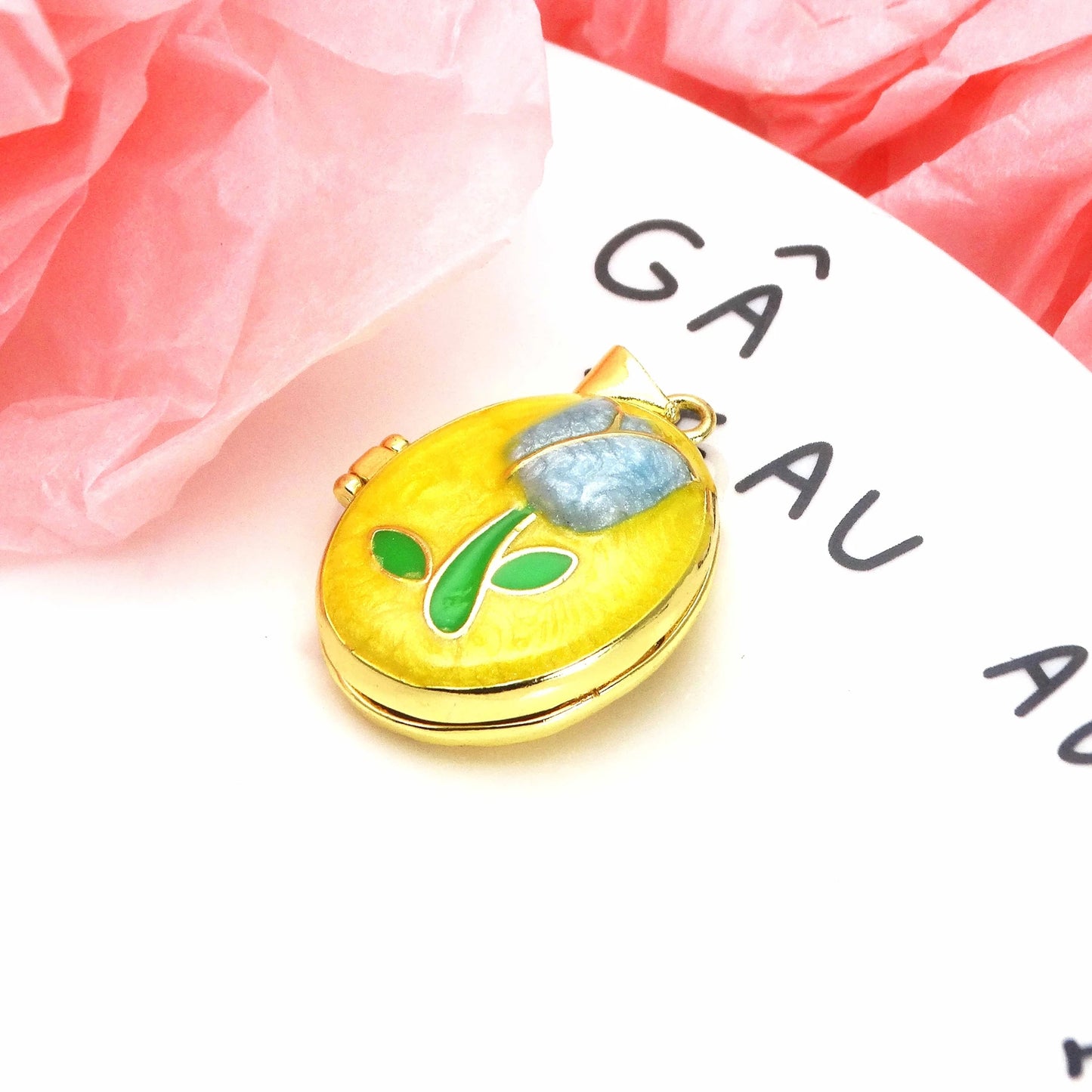 Micro Zircon oil drip photo box Pendant necklace Rose Flower pendant necklace copper chain jewelry necklace