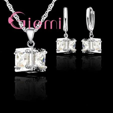 S925 Silver Needle Luxury Jewelry Sets 24 Models Option Cubic Zircon Rhinestone Charming Pendant Wedding Engagement Accessory