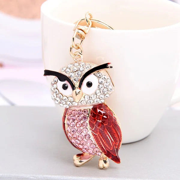 EASYA New Design Crystal Owl Keychain Full Rhinestone Key Ring Key Holders For Women Bag Accessories Cute Animal Car Key Chain