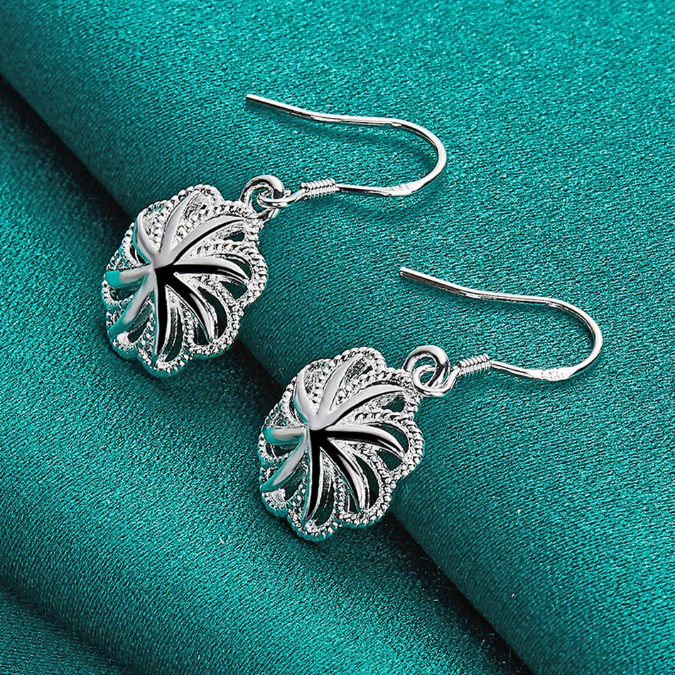 URMYLADY 925 Sterling Silver Flower Earrings For Women Wedding Engagement Party Fashion Jewelry