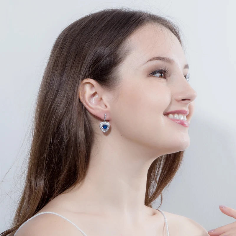ThreeGraces Fashion Purple Green Zirconia Love Heart Shape Dangle Drop Earrings for Women New Trendy Daily Party Jewelry E1243