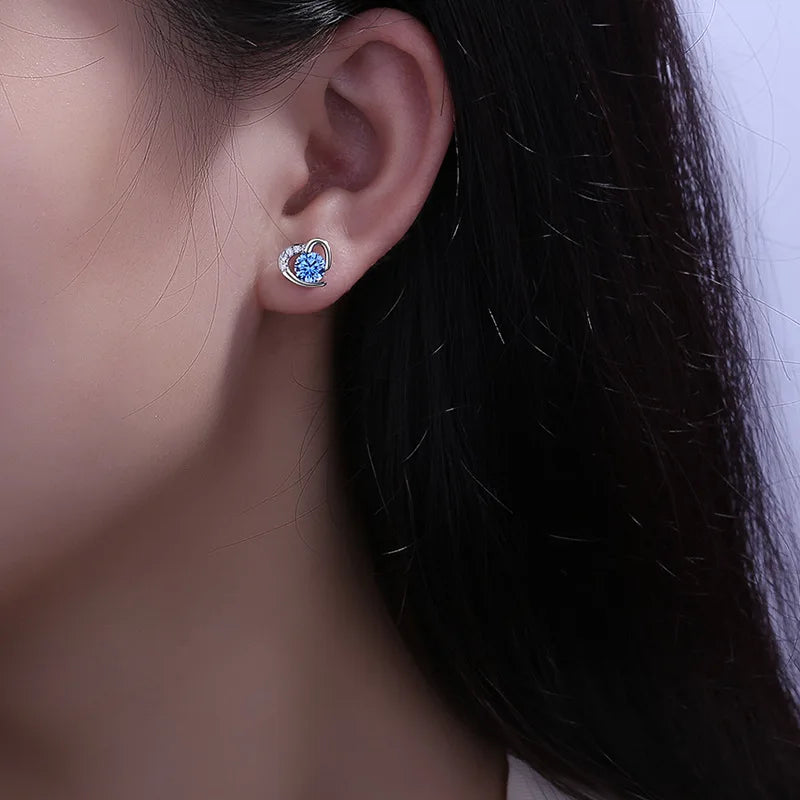 925 Sterling Silver Heart Tree Zircon Stud Earrings For Women Exquisite Student Girlfriend Jewelry Accessories Wedding Party
