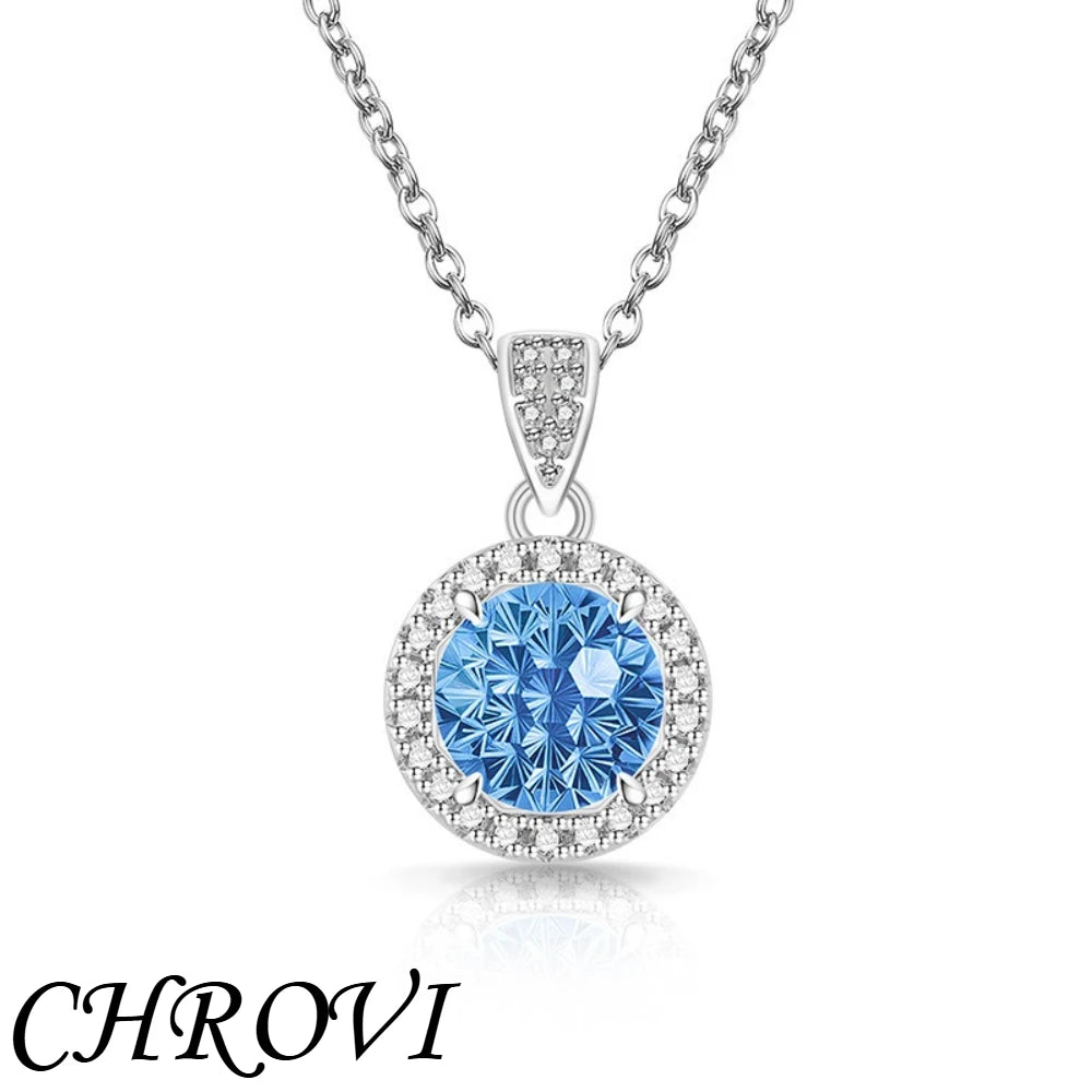 Luxurious 925 sterling silver gemstone princess square pendant necklace - fashionable and versatile
