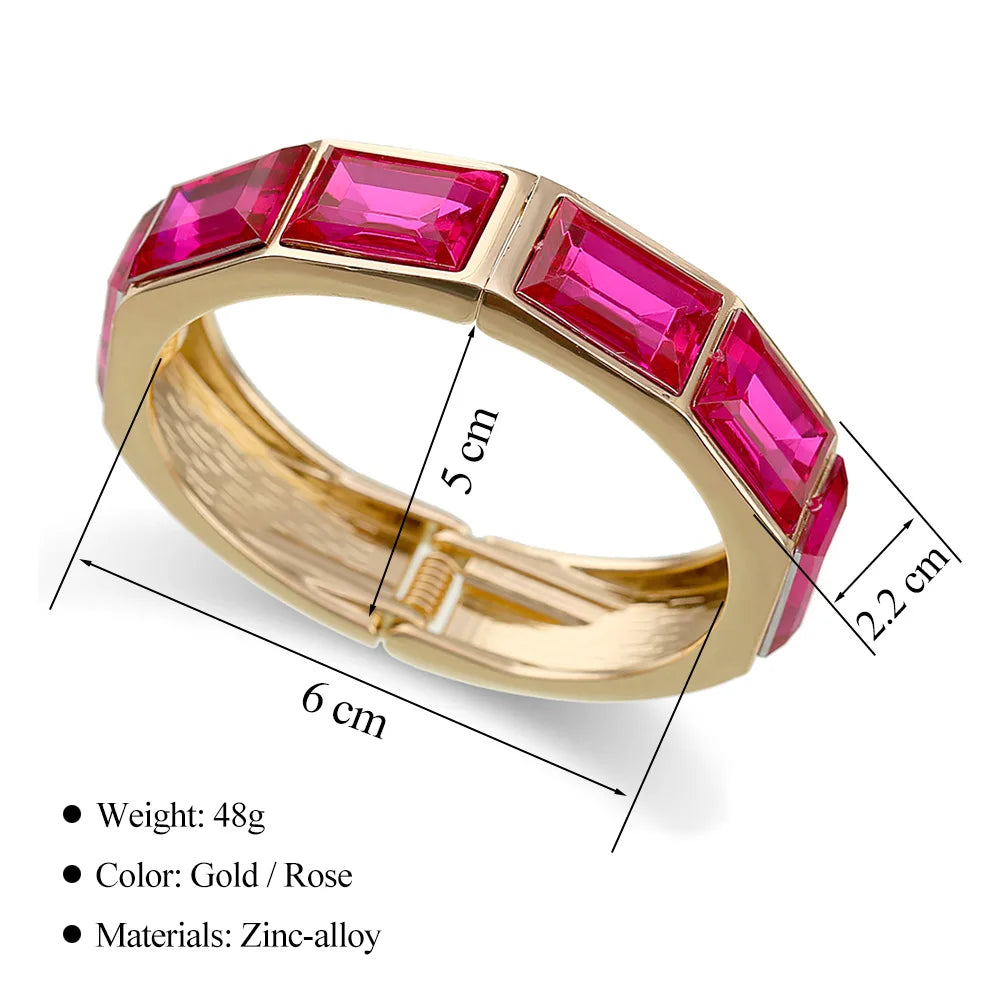 KMVEXO Elegant Charm Pink Zinc Alloy Enamel Bangles Geometric Irregular Wide Cuff Spring Bangle Bracelets For Women Jewelry