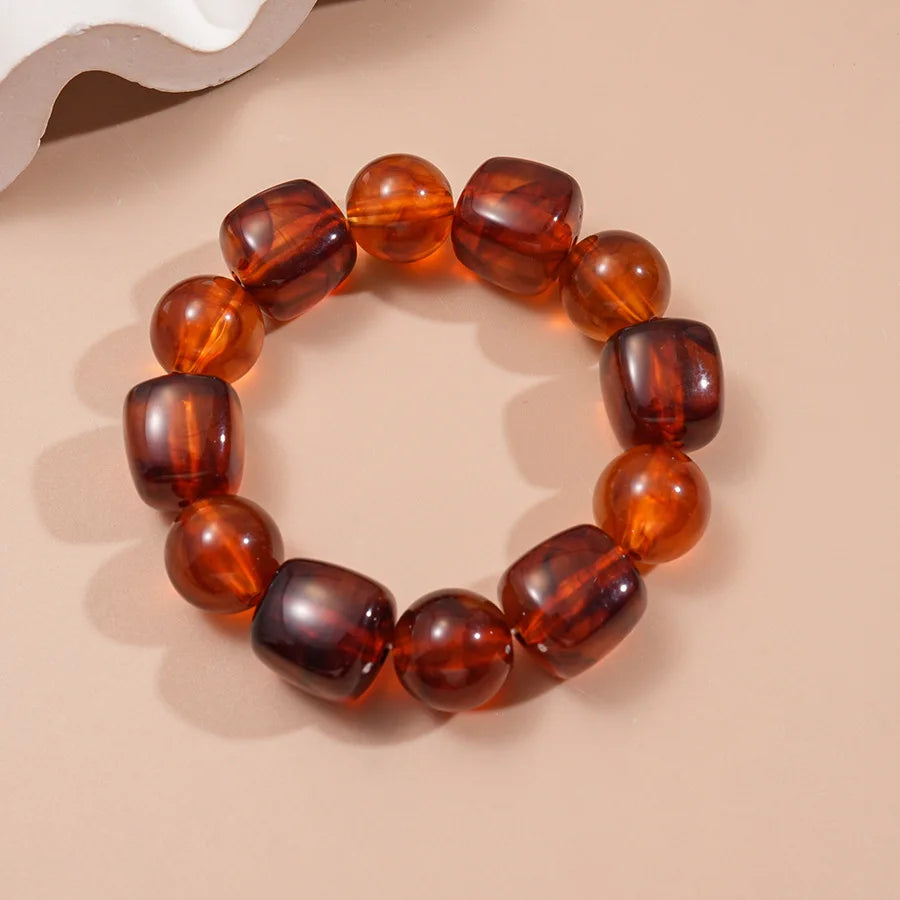 Acrylic Irregular Square Round Beaded Bracelets for Women Multicolor Bohemia Geometric Handmade Bangles Couple Jewelry Travel C