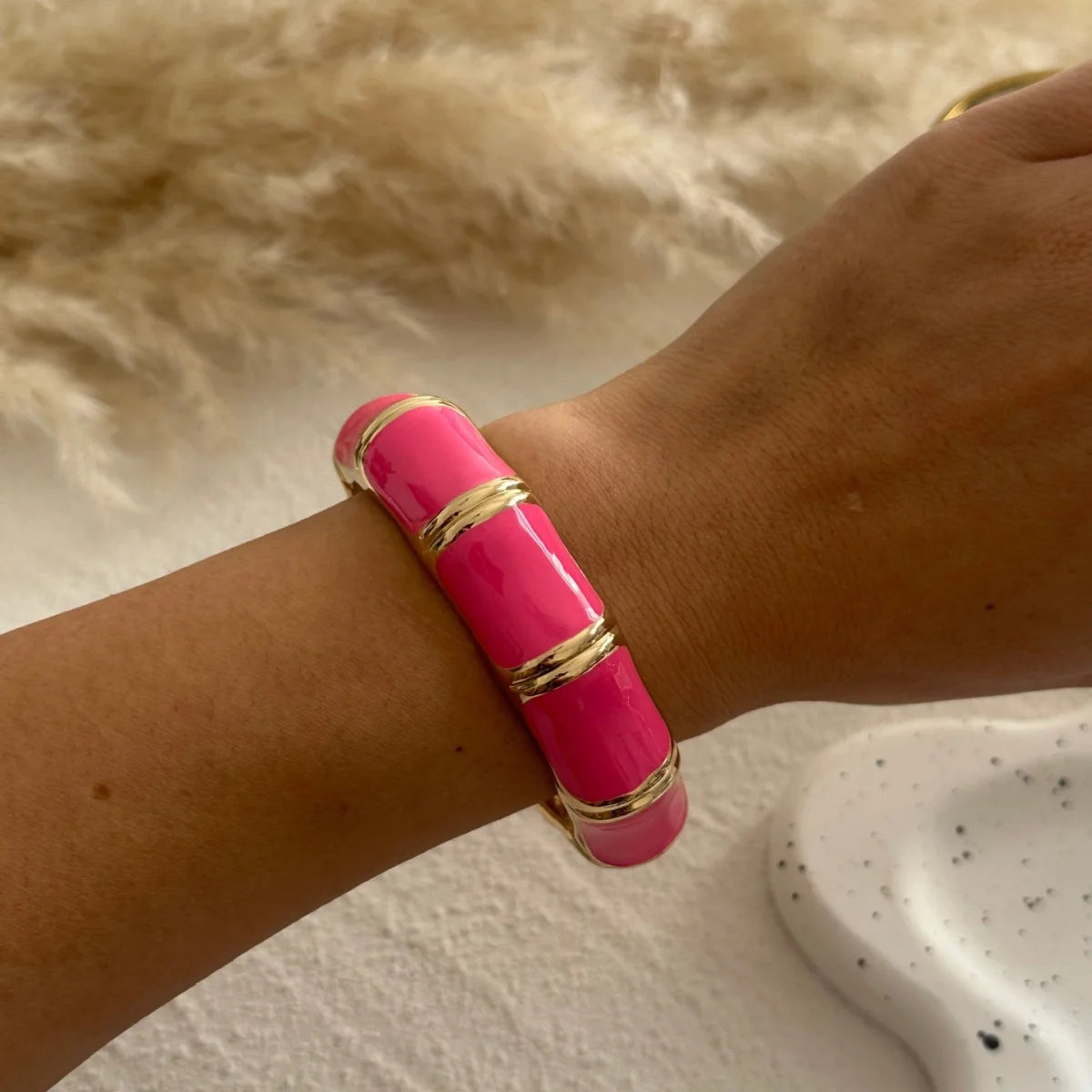 KMVEXO Dopamine Color Blocked Bangles Creative Design Fashionable Temperament Drip Oil Imitate Enamel Bracelet Women Jewelry