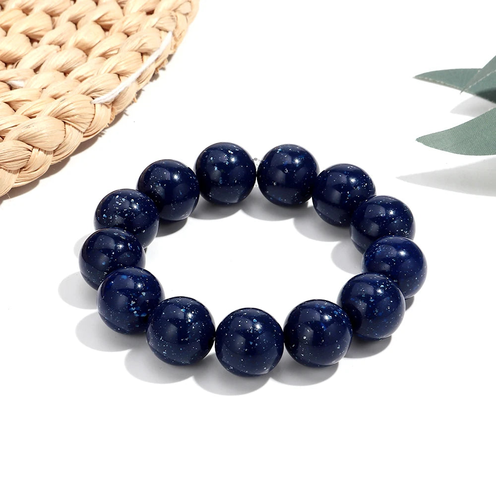 Bohemian Acrylic Colorful Marbled Elastic Round Beads Bracelets Trendy Geometric Stackable Bangle Bracelet Jewelry for woman