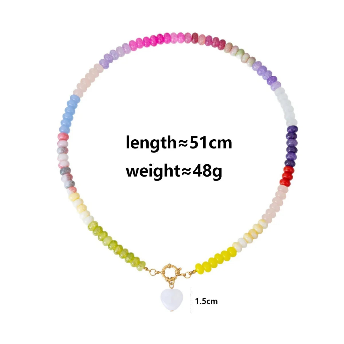 2026 European and American handmade blogger beaded heart glass necklace, beach style pendant jewelry gift