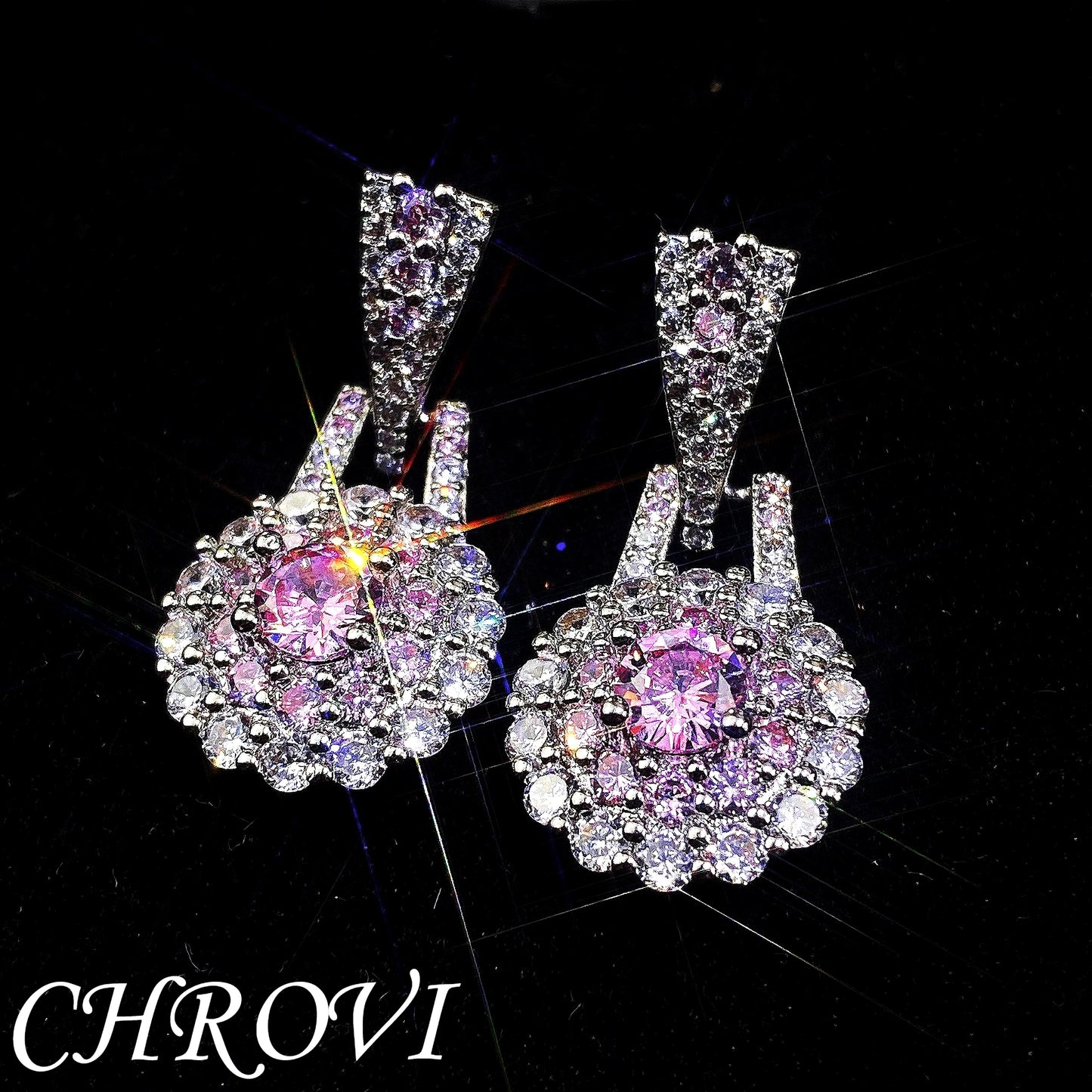 Retro 925 Sterling Silver Exquisite Zirconia Simple Ring Pendant Earring, Powder Crystal Earrings, Necklace Set