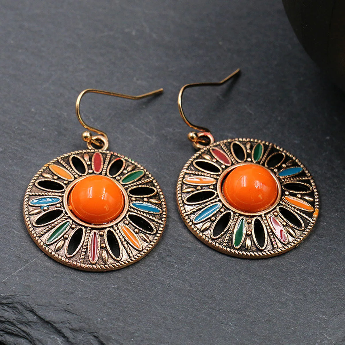 2PC Women's Fashion Bohemian Style Colorful Disc Earrings Jewelry Accessories Suitable for Date, Party, Festival Gifts-4535