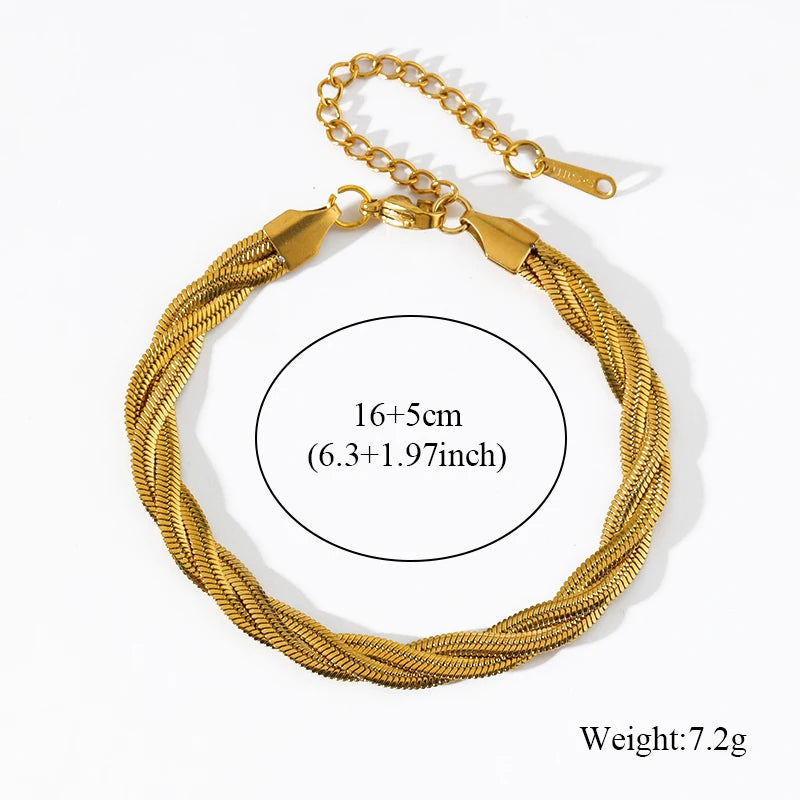 EILIECK 316L Stainless Steel Metal Cross Woven Chain Necklace Bracelet Set For Women Fashion Statement Waterproof Jewelry Gift