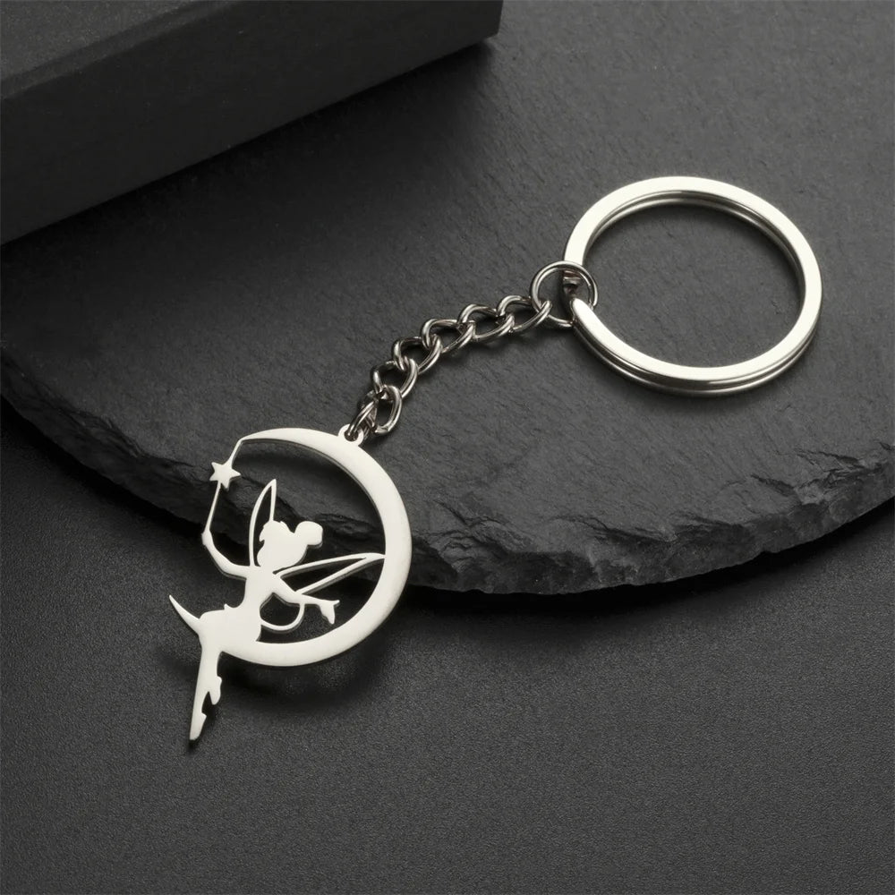 My Shape Fairy Keychain Creative Fantasy Elf Key Ring for Women  Stainless Steel Bag Car Keychain Fashion Jewelry Wholesale