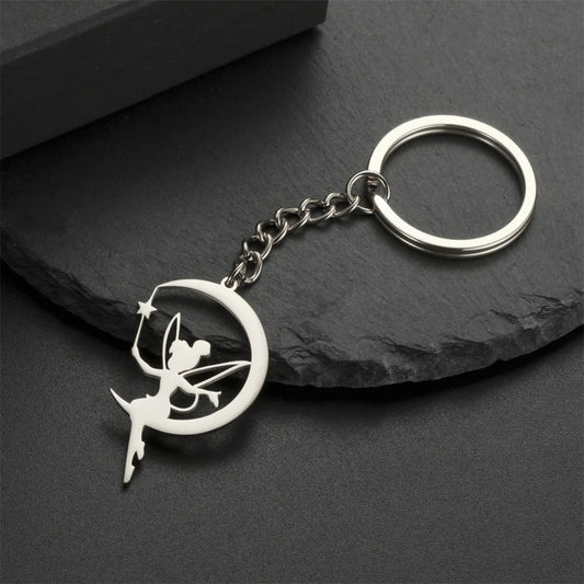 My Shape Fairy Keychain Creative Fantasy Elf Key Ring for Women  Stainless Steel Bag Car Keychain Fashion Jewelry Wholesale