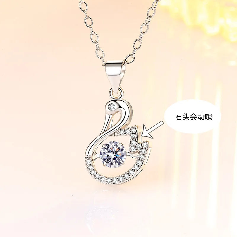 925 Sterling Silver Necklace Pendant AAA Zircon For Women Fashion Exquisite Student Girlfriend Jewelry Accessories Heart Gift