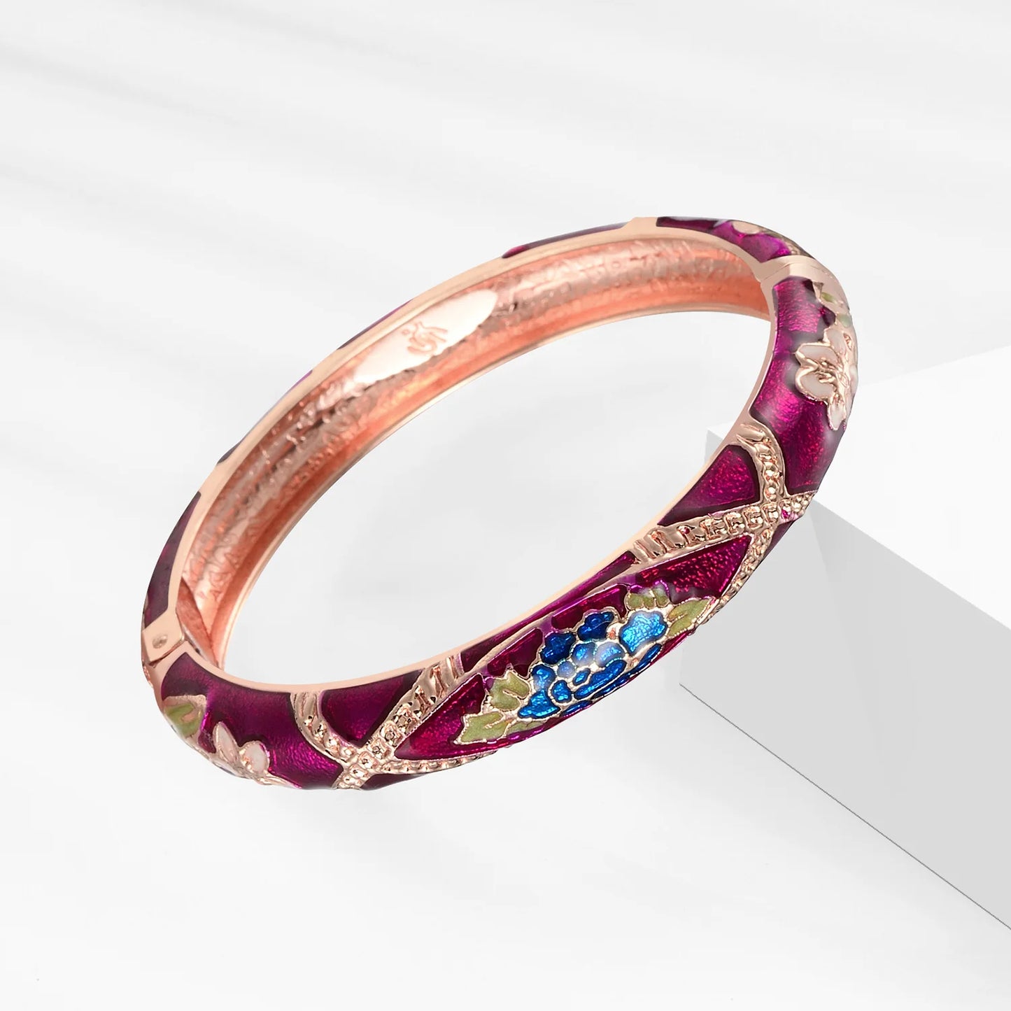 Cloisonne Bangle For Women Double Enamel Bangle Set Nude Purple Bracelet On Hand Women's Jewelry Accessories Indian Style Trendy