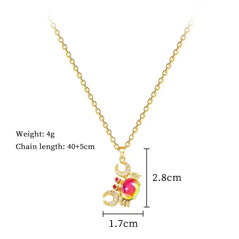 EILIECK 316L Stainless Steel Green Cubic Zircon Flower Pendant Necklace for Women Luxury Temperament Neck Chain Fashion Jewelry