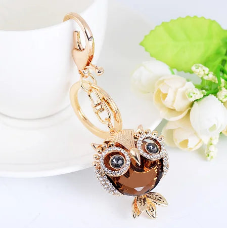 EASYA New Design Crystal Owl Keychain Full Rhinestone Key Ring Key Holders For Women Bag Accessories Cute Animal Car Key Chain