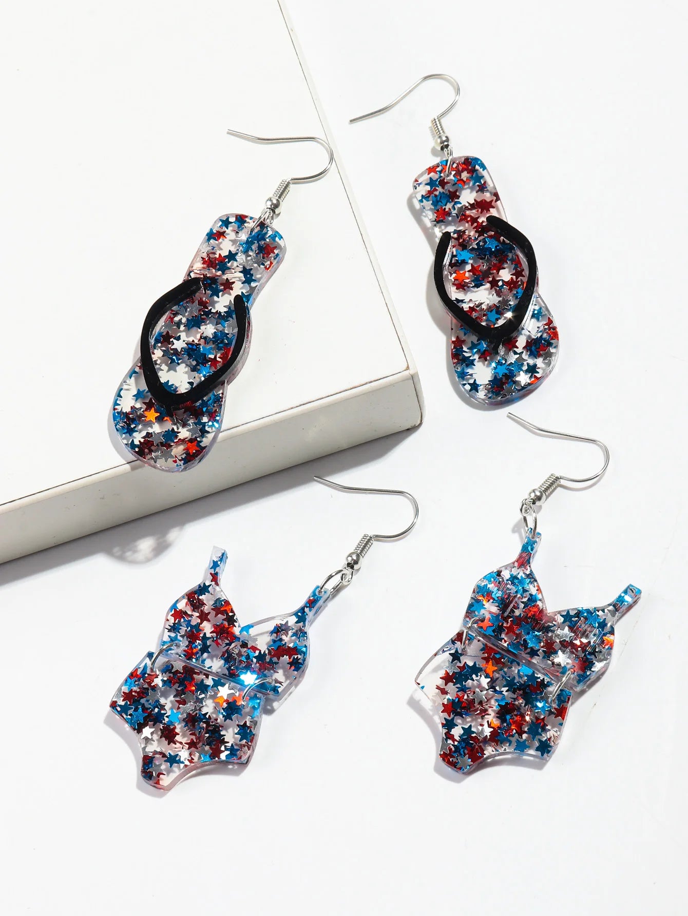 Bohomian Summer Acrylic Flower Slippers Earrings for Women Boho Resin Cute Lemon Leopard Print Shoes Earring Design Jewelry