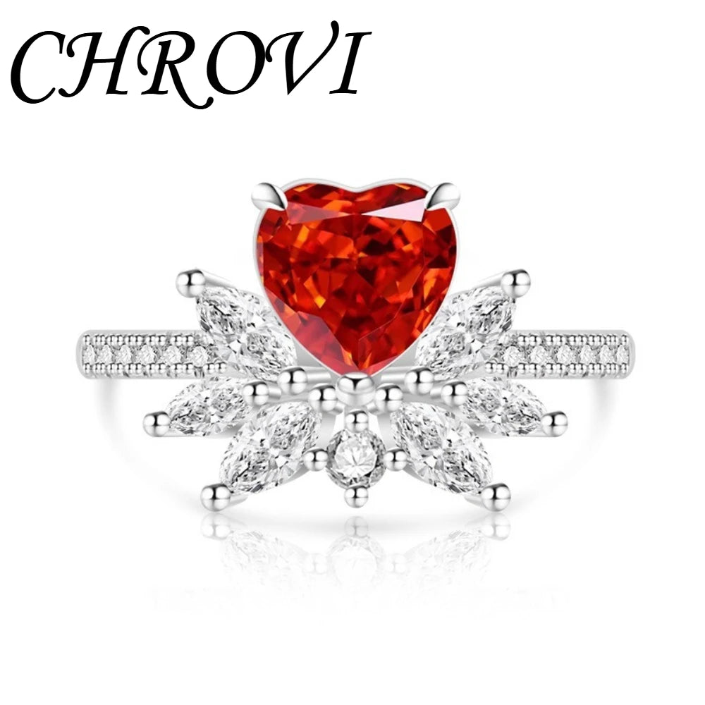 Light luxury 925sterling silver colorful gemstone ice flower ring for women,super sparkly high carbon diamond heart ring jewelry