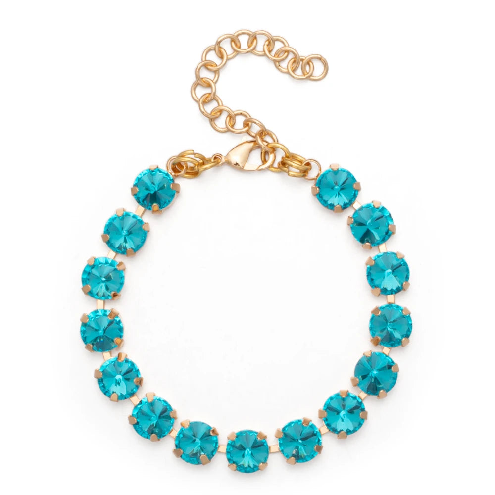 New Design Hot Deal Crystal Charms Bracelets For Women Claw Drill Set Colorful Crystal Bracelets Lobster Clasp  Link Chain