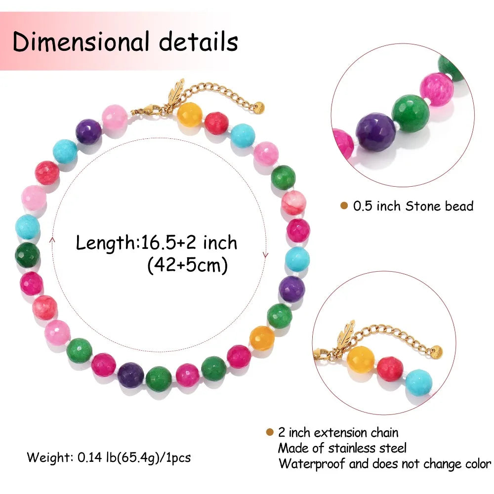 Colorful Chunky Bead Necklaces for Women Trendy Boho Collar Statement Necklace Choker Summer Beach Jewelry Birthday Gift for Her