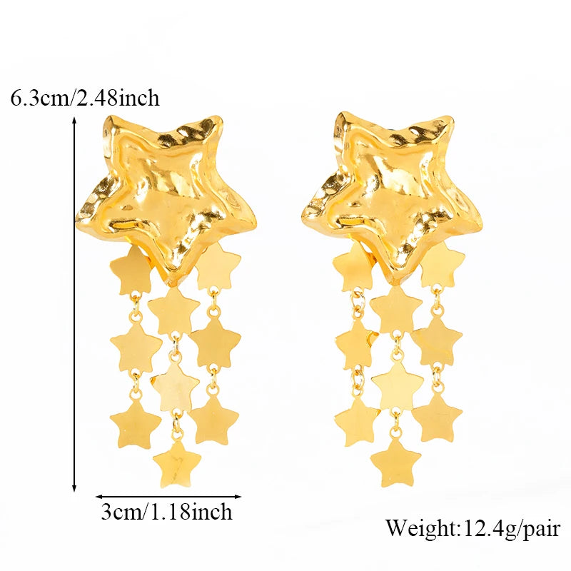 EILIECK 316L Stainless Steel Starfish Drop Dangle Earrings Stylish Trendy Waterproof 18K PVD Plated Metal Jewelry for Women