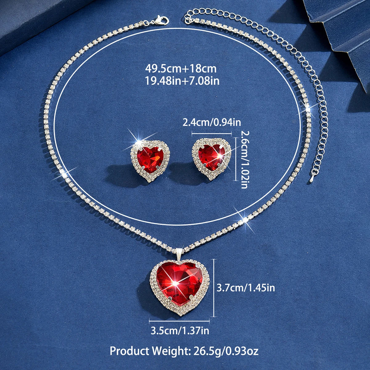 Minimalist Love Necklace Earrings 2-piece Set Red Main Room Wedding Photos Gentle Atmosphere Dating Movie Accessories