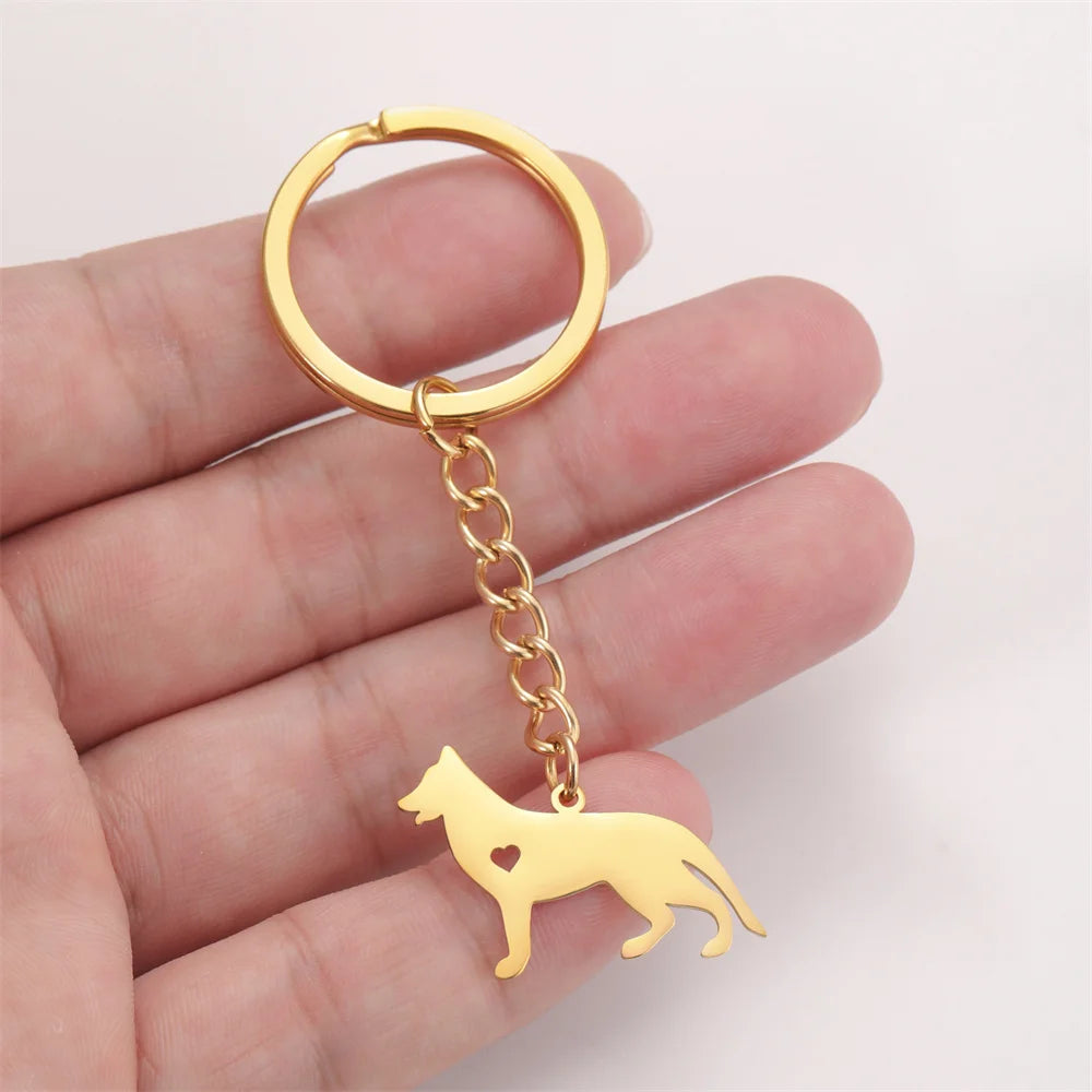 Cute Dog Samoye Keychain for Women Men Stainless Steel Dachshund Puppy Animal Lovers Key Ring for Car Backpack  Jewelry Gifts