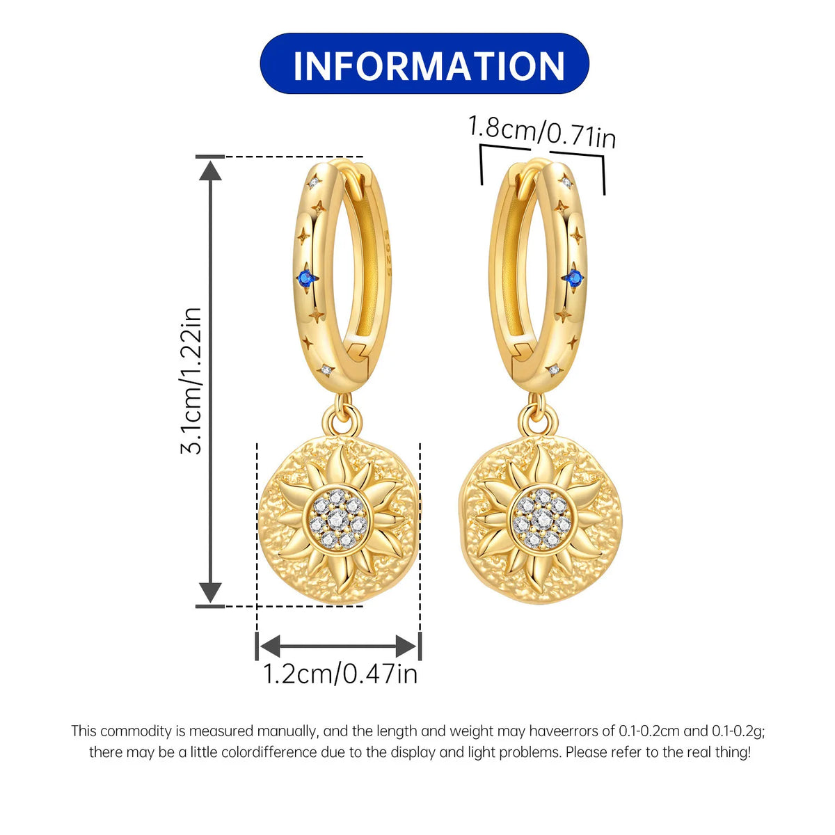 Orstarry 925 Sterling Silver Sparkling Blue Star Planet Drop Earrings Women Earrings Charm Trend Versatile Party Jewelry Gifts