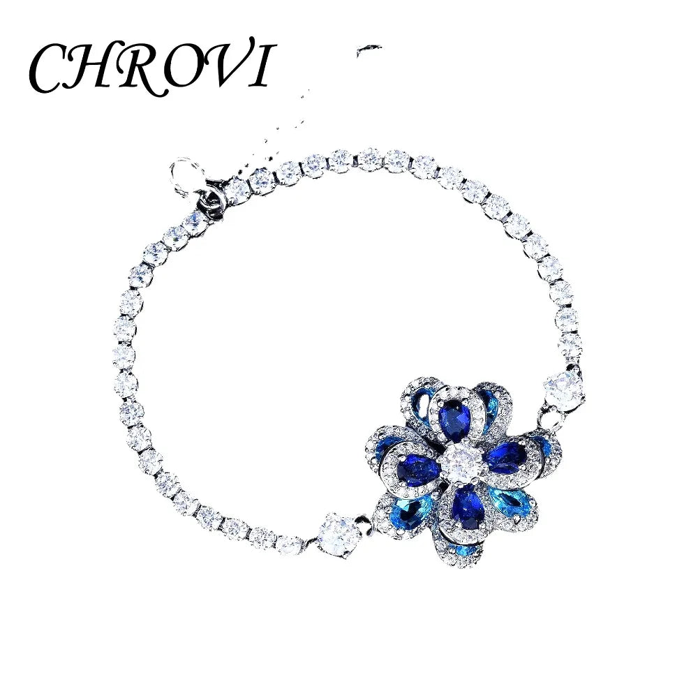 Elegant 925 Sterling Silver Coloured Flower Set, Simple Stud Earrings, 3D Flower Pendant, Open Ring