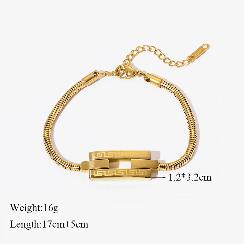 EILIECK 316L Stainless Steel Water Drop Zircon Butterfly Hexagram Charm Bracelet For Women Trend Fashion Gold Color Jewelry Gift