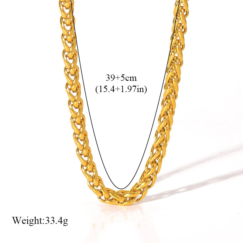 EILIECK 316L Stainless Steel 18K Gold Plated Metal Cuban Chain Statement Necklace Fashion Women Waterproof Neck Chain Jewelry