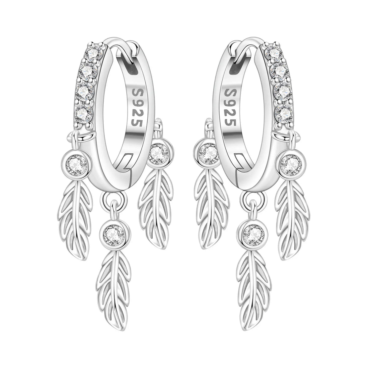 Orstarry 925 Sterling Silver Feather Lucky Symbol Drop Earrings Women Earrings Charm Fashion Versatile Party Jewelry Gifts