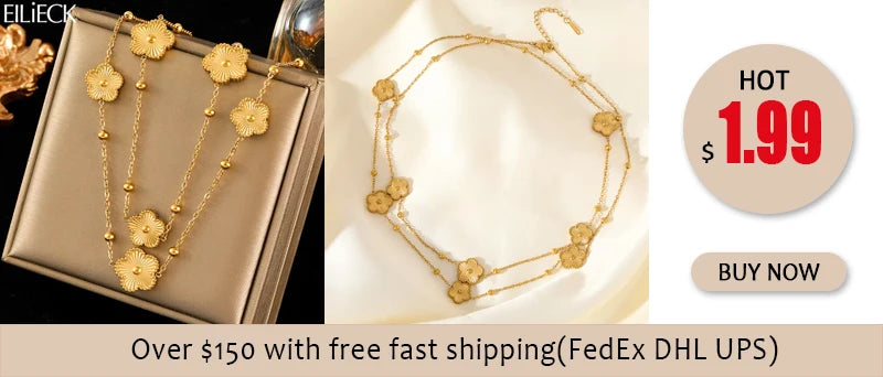 EILIECK New Tulip Flower Cubic Zirconia Chain Necklace Stainless Steel Fashion Collar Necklace Jewelry for Women Bijoux Gift