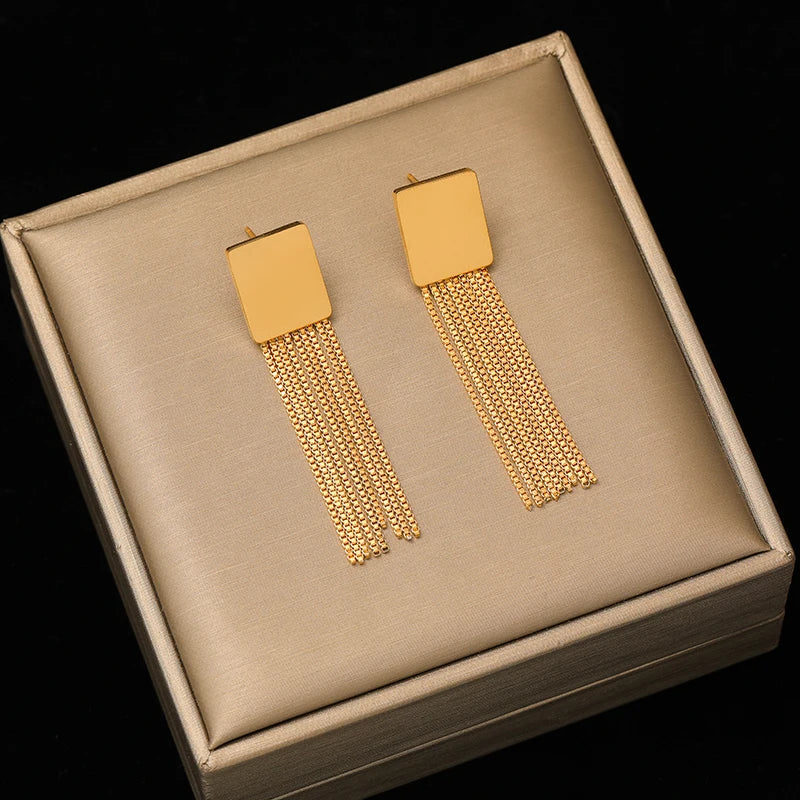 EILIECK 316L Stainless Steel Feather Dream Catcher Dangle Earrings For Women 2024 New Fashion Ear Drop Waterproof Jewelry Gift