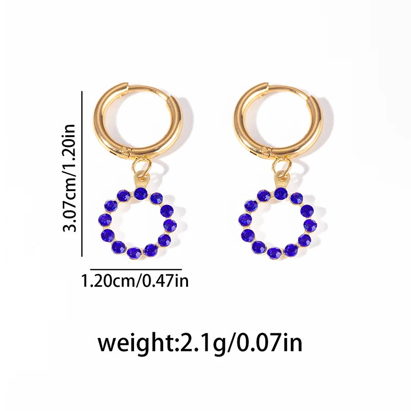 ANENJERY 316L Stainless Steel Heart Geometry Cross Star Circular Zircon Pendant Earrings For Women Fashion Simple Jewelry Gifts
